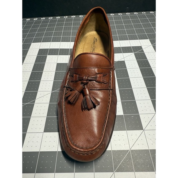 Santoni penny loafers Tassel Brown Leather Dress Mens Shoes Size‎ 8.5 EE main image 11